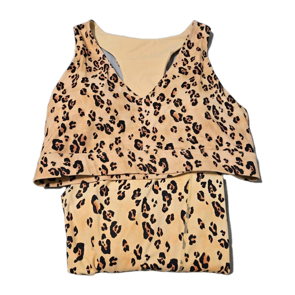 Fabletics Power Hold Set High Impact Leopard Print Sports Bra Sz 2X Leggings 1X